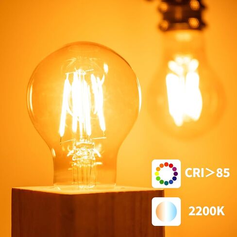 2200k Led Light Bulb,Vintage A19 Edison Bulbs,Dimmable amber Light Bulbs,Warm White Tone Light Bulb,Antique Led Filament Light Bulbs,Old Style Light Bulbs,40W/60W Equivalent,4 Watt/6 Watt,E26 Base in Saudi Arabia