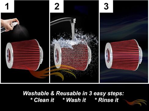 Rtunes Racing Short Ram Air Intake Kit + Filter Combo Compatible For 96-98 4Runner 3.4L / 95-98 T100 / Tacoma 3.4L (Red) in Saudi Arabia