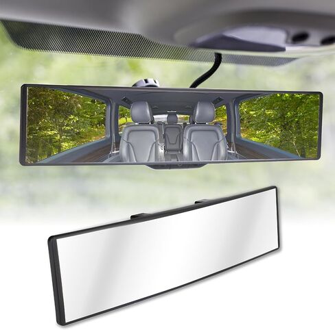 Rear View Mirror, Universal 11.4 Inch Interior Clip On Panoramic Convex Mirrors, HD Anti Glare Wide Angle and Reduce Blind Spot, Extended Rear View Mirror for Cars, SUVs, Trucks, Vehicles in Saudi Arabia
