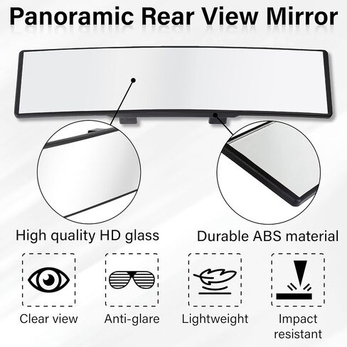 Rear View Mirror, Universal 11.4 Inch Interior Clip On Panoramic Convex Mirrors, HD Anti Glare Wide Angle and Reduce Blind Spot, Extended Rear View Mirror for Cars, SUVs, Trucks, Vehicles in Saudi Arabia