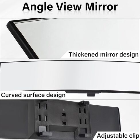 Rear View Mirror, Universal 11.4 Inch Interior Clip On Panoramic Convex Mirrors, HD Anti Glare Wide Angle and Reduce Blind Spot, Extended Rear View Mirror for Cars, SUVs, Trucks, Vehicles in Saudi Arabia