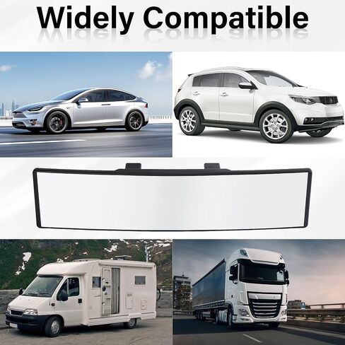 Rear View Mirror, Universal 11.4 Inch Interior Clip On Panoramic Convex Mirrors, HD Anti Glare Wide Angle and Reduce Blind Spot, Extended Rear View Mirror for Cars, SUVs, Trucks, Vehicles in Saudi Arabia