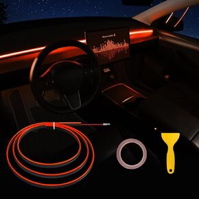 Tesla Model 3/Y/S/X Acrylic Indior Car Strip Lead Light مع حافة خياطة 6 مم - 43.3 بوصة مجموعات الإضاءة المحيطة Tesla ، ضوء شريط LED Tesla Neon (110 سم/43.3 بوصة ، أزرق) in Kuwait