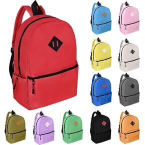 12 Pack Backpacks in Bulk, 17-inch Lightweight Bookbags for Elementary, Middle, and High School Students, Bulk Backpacks for Kids, Adults, Classroom, Travel, Gym Supplies, Assorted 12 Colors in Kuwait