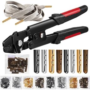 Lasnten 201 Pcs Aglet Repair Kit Include Aglet Crimping Tool 2 Sizes 4 Colors Metal Shoelace Tips Replacement End for Shoelaces Hoodies Pants Sneakers in Saudi Arabia