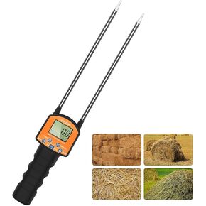 Portable Hay Moisture Meter Tester - Long Probe Type Digital Moisture Analyzer for Forage, Bale, and Agricultural Applications, with Red LED Threshold Warning and Auto Temperature Compensation in Kuwait