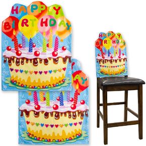 FANCY LAND 2 PCS Birthday Chair Cover for Classroom Happy Birthday Seat Cover for Kids Birthday Party Decorations for School Office Home in Kuwait