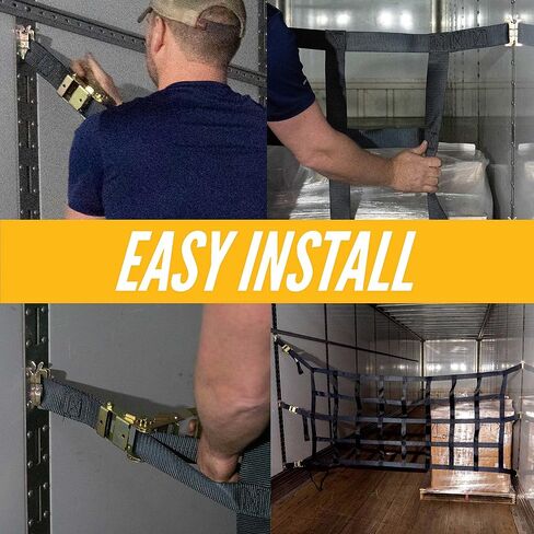 US Cargo Control Heavy Duty Cargo Net with Ratchets and E-Track Fittings, 82 Inches x 82 Inches with 8 Inch by 8 Inch Holes, Adjustable and Durable Truck Cargo Net Used for Large Enclosed Trailers in Saudi Arabia