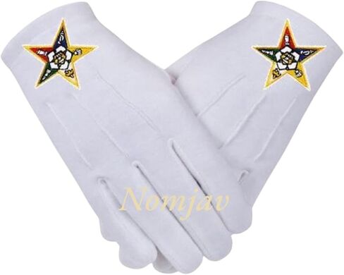 Masonic White OES Order Of The Eastern Star Cotton Gloves Embroidered Logo in Saudi Arabia