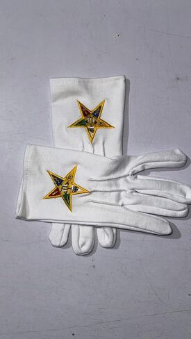 Masonic White OES Order Of The Eastern Star Cotton Gloves Embroidered Logo in Saudi Arabia