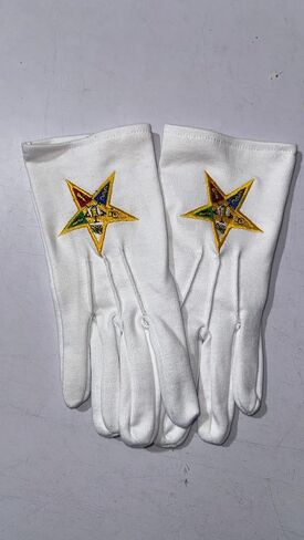 Masonic White OES Order Of The Eastern Star Cotton Gloves Embroidered Logo in Saudi Arabia