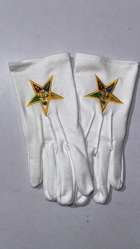 Masonic White OES Order Of The Eastern Star Cotton Gloves Embroidered Logo in Saudi Arabia