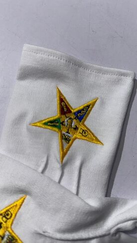 Masonic White OES Order Of The Eastern Star Cotton Gloves Embroidered Logo in Saudi Arabia