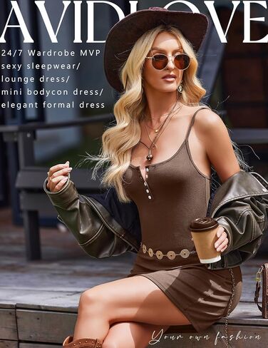 Avidlove Women's Full Slip Mini Bodycon Dress Ribbed Tank Dress Womens Nightgown Sexy Sleepwear in Saudi Arabia