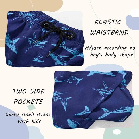 SUNDAY ROSE Boy's Swim Trunks with Compression Liner Bathing Suit Swim Shorts for Kids in Kuwait