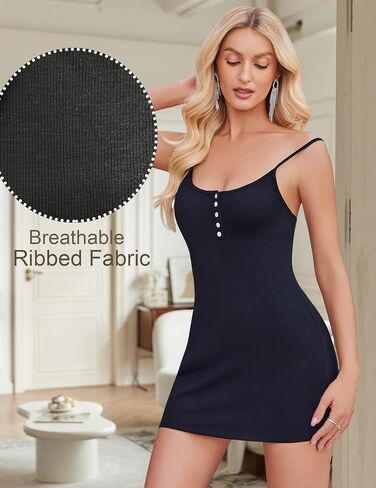 Avidlove Women's Full Slip Mini Bodycon Dress Ribbed Tank Dress Womens Nightgown Sexy Sleepwear in Saudi Arabia