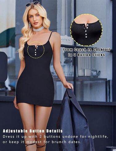 Avidlove Women's Full Slip Mini Bodycon Dress Ribbed Tank Dress Womens Nightgown Sexy Sleepwear in Saudi Arabia