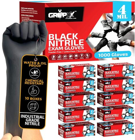 Black Nitrile Gloves Disposable Latex Free & Powder Free, 4 Mil Rubber Glove, Cleaning, Cooking, Mechanic(XS-XXL) in Kuwait