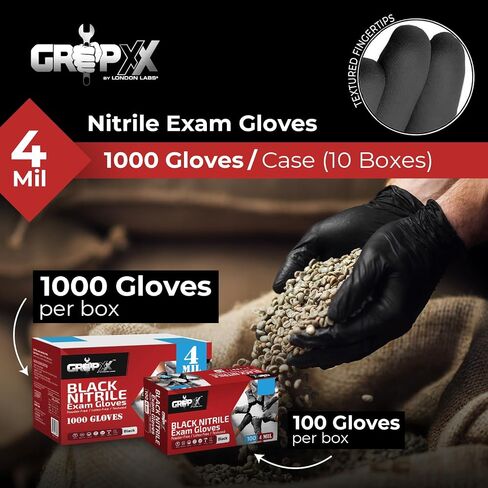 Black Nitrile Gloves Disposable Latex Free & Powder Free, 4 Mil Rubber Glove, Cleaning, Cooking, Mechanic(XS-XXL) in Kuwait