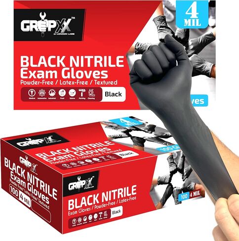 Black Nitrile Gloves Disposable Latex Free & Powder Free, 4 Mil Rubber Glove, Cleaning, Cooking, Mechanic(XS-XXL) in Kuwait