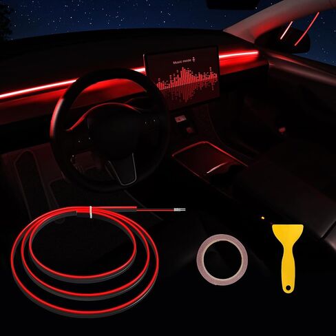 Tesla Model 3/Y/S/X Acrylic Interior Car LED Strip Light with 6mm Sewing Edge - 43.3 inches Tesla Ambient Lighting Kits, Tesla Neon LED Strip Light(110CM/43.3IN, Blue) in Kuwait