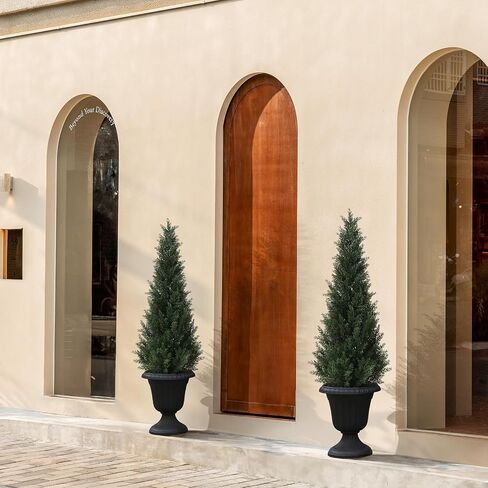 Artificial Cedar Topiary Trees for Outdoors 3ft Fake Cypress Plants with Solar Light String, Faux uv Resistant Plants for Home Front Porch Decor，Set of 2 in Kuwait