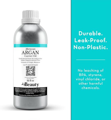 Bulk Argan Oil - 16 Fl Oz Large Size Bottle - Natural, Cold Pressed, 100 Percent Pure Argan Oil for Homemade Hair, Face and Skin Products - Light Aceite de Argan Carrier Oil in Saudi Arabia