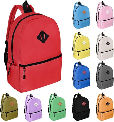 12 حقائب الظهر في الحزمة بكميات كبيرة ، حقائب كتب خفيفة الوزن بحجم 17 بوصة لطلاب المدارس الابتدائية والمتوسطة والثانوية ، وظهر الظهر بالجملة للأطفال ، والبالغين ، والفصول الدراسية ، والسفر ، وإمدادات الصالة الرياضية ، و 12 لونًا متنوعًا in Kuwait