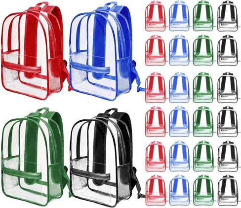 24 حزمة واضحة على ظهر الظهر ، PVC PVC ، أكياس الكتب الشفافة الثقيلة ، ألوان متنوعة ، انظر من خلال أكياس مدرسية ، كيس كتف للأطفال لأحداث ملعب المدرسة السفر (الأحمر ، الأخضر ، الأزرق ، الأسود) in Kuwait