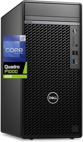 Dell 7010 Plus Optiplex Desktop Computer, Intel i9-12900K, 64GB RAM, 2TB NVMe PCIe SSD, Nvidia Quadro P1000 4GB Graphics, 4 x Mini-DisplayPort, HDMI, Wi-Fi, BT, USB C, Windows 11 Pro, Black Tower in Saudi Arabia