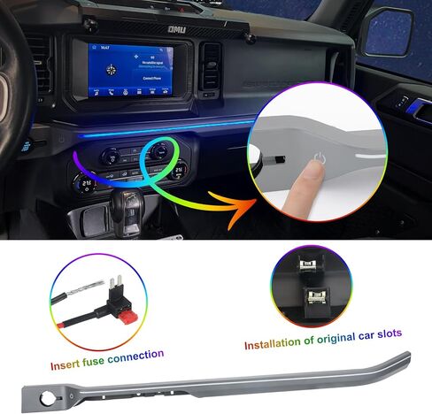 Z8 LED Neon Strip Light Center Center Dashboard Trim متوافق مع فورد برونكو 2021-2024 قطع غيار لوحة داش in Kuwait