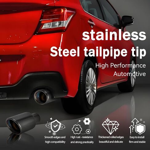 Car Exhaust Tips 2.5 Inch Inlet, Tail Pipe Exhaust Tip Thickened Modification Muffler Tailpipe End Tip Welded On Universal for Car Auto Accessories (2.12-3.5 Inches,Black) in Kuwait