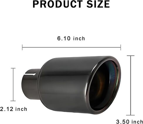 Car Exhaust Tips 2.5 Inch Inlet, Tail Pipe Exhaust Tip Thickened Modification Muffler Tailpipe End Tip Welded On Universal for Car Auto Accessories (2.12-3.5 Inches,Black) in Kuwait