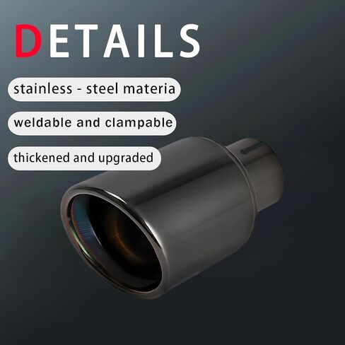 Car Exhaust Tips 2.5 Inch Inlet, Tail Pipe Exhaust Tip Thickened Modification Muffler Tailpipe End Tip Welded On Universal for Car Auto Accessories (2.12-3.5 Inches,Black) in Kuwait