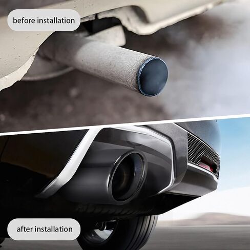 Car Exhaust Tips 2.5 Inch Inlet, Tail Pipe Exhaust Tip Thickened Modification Muffler Tailpipe End Tip Welded On Universal for Car Auto Accessories (2.12-3.5 Inches,Black) in Kuwait