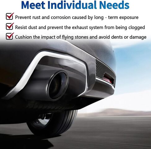 Car Exhaust Tips 2.5 Inch Inlet, Tail Pipe Exhaust Tip Thickened Modification Muffler Tailpipe End Tip Welded On Universal for Car Auto Accessories (2.12-3.5 Inches,Black) in Kuwait