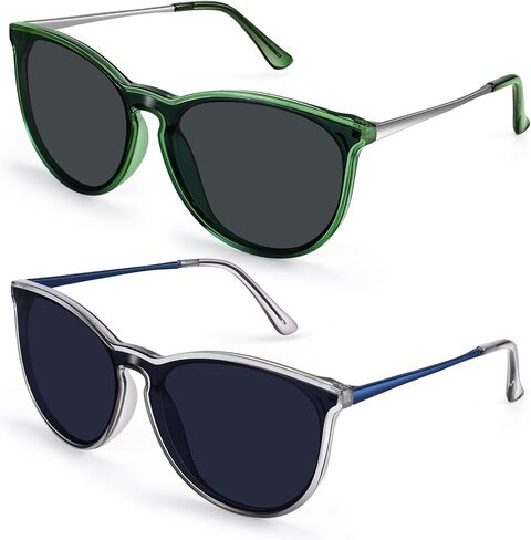Dollger Oversized Trendy Retro Aviator Sunglasses for Women, Light-Tinted Round-Frame Sunglasses, 100% UV Protection for Driving, Riding, Beach, and Travel in Saudi Arabia