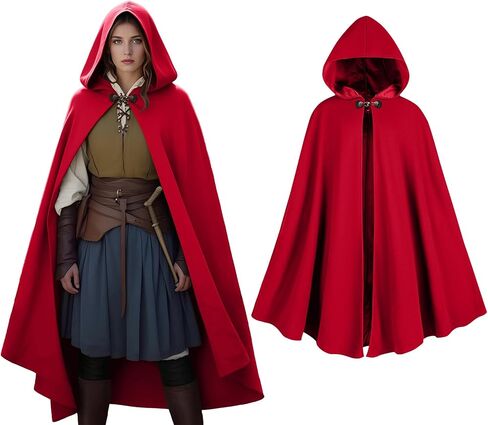Women's Hooded Velvet Cloak, Renaissance Medieval Buckle Cape,Halloween Costume Cloak in Saudi Arabia