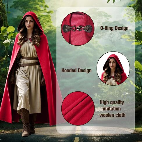 Women's Hooded Velvet Cloak, Renaissance Medieval Buckle Cape,Halloween Costume Cloak in Saudi Arabia