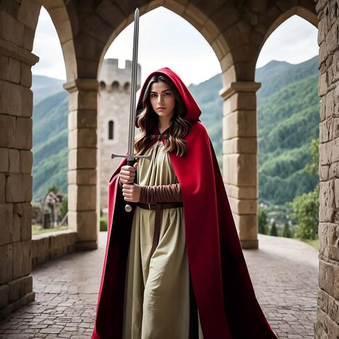 Women's Hooded Velvet Cloak, Renaissance Medieval Buckle Cape,Halloween Costume Cloak in Saudi Arabia