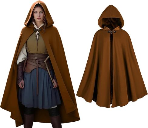 Women's Hooded Velvet Cloak, Renaissance Medieval Buckle Cape,Halloween Costume Cloak in Saudi Arabia