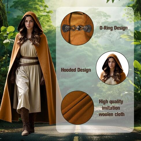 Women's Hooded Velvet Cloak, Renaissance Medieval Buckle Cape,Halloween Costume Cloak in Saudi Arabia