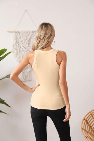 VICHYIE Women Tank Tops Summer Sleeveless Basic Cami Top Shirt Slim Knit Ribbed Racerback Blouses in Kuwait