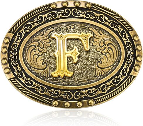 Western Cowboy Initial Letter ABC to XYZ Belt Buckle, Antique Capital Belt Buckles Men Women Jeans Accessory in Saudi Arabia