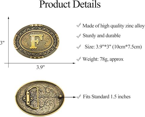 Western Cowboy Initial Letter ABC to XYZ Belt Buckle, Antique Capital Belt Buckles Men Women Jeans Accessory in Saudi Arabia