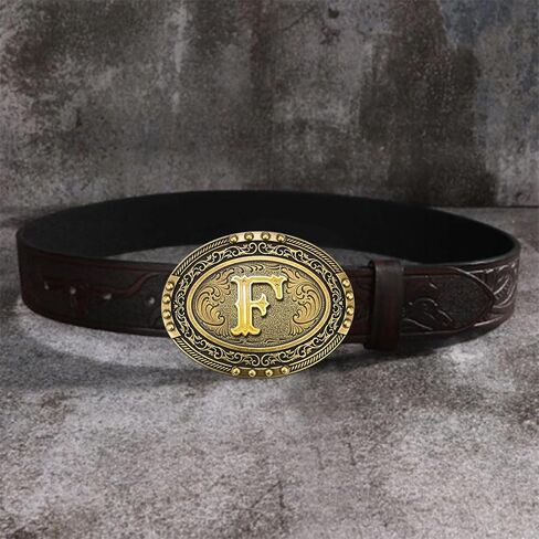 Western Cowboy Initial Letter ABC to XYZ Belt Buckle, Antique Capital Belt Buckles Men Women Jeans Accessory in Saudi Arabia