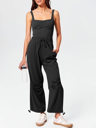 Cicy Bell Womens Summer Sleeveless Jumpsuits Casual Jogger Pants Long Rompers Workout One Piece Outfits with Pockets in Saudi Arabia