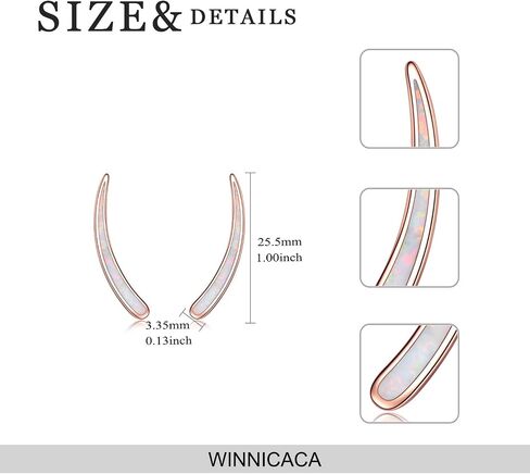 WINNICACA 925 Sterling Silver Ear Climbers Earrings for Women Created Opal Earrings for Women Hypoallergenic Crawler Earrings Jewelry Gifts for Mom Wife in Saudi Arabia