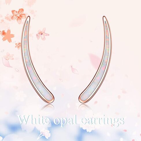 WINNICACA 925 Sterling Silver Ear Climbers Earrings for Women Created Opal Earrings for Women Hypoallergenic Crawler Earrings Jewelry Gifts for Mom Wife in Saudi Arabia