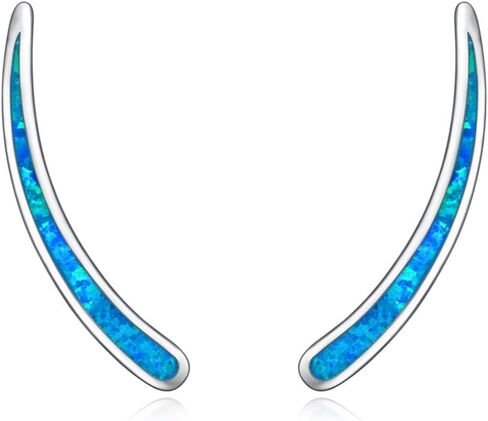 WINNICACA 925 Sterling Silver Ear Climbers Earrings for Women Created Opal Earrings for Women Hypoallergenic Crawler Earrings Jewelry Gifts for Mom Wife in Saudi Arabia